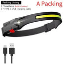 LED Sensor Headlamp Camping Search Light Head Flashlight USB Rechargeable Powerful Lamp Front Lanterns Headlights Work Light