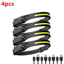 LED Sensor Headlamp Camping Search Light Head Flashlight USB Rechargeable Powerful Lamp Front Lanterns Headlights Work Light