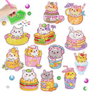 Cartoon Cat Burger DIY Diamond Paintings Free to Stick Cute and Creative Wall Decoration Stickers Children's Diamond Stickers
