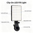 1pc Rechargeable LED Selfie Light,3 Modes Dimmable Light,Clip-On for Phone/ Laptop/ PC,Makeup,Video,touch Up Makeup