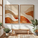2pcs/set Japanese Retro Wabisabi Mountain Abstract Canvas Printing Abstract Green Sunset Flying Crane Wall Art Poster Home Decor