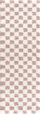 Pink Checkered Shag Rug – Atira Area Rug