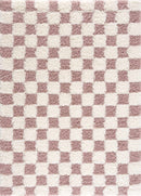 Pink Checkered Shag Rug – Atira Area Rug