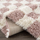 Pink Checkered Shag Rug – Atira Area Rug