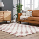 Pink Checkered Shag Rug – Atira Area Rug