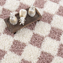 Pink Checkered Shag Rug – Atira Area Rug