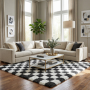 Black and White Checkered Area Rug – Atira